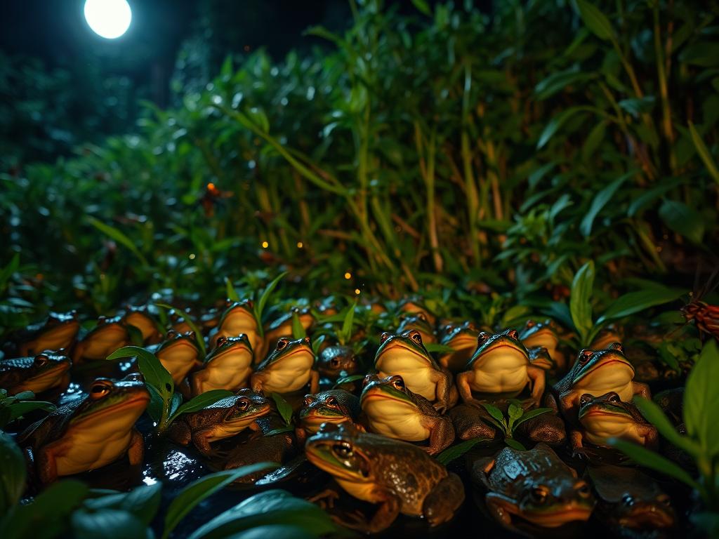 Amphibien und Insekten nächtliche Geräusche