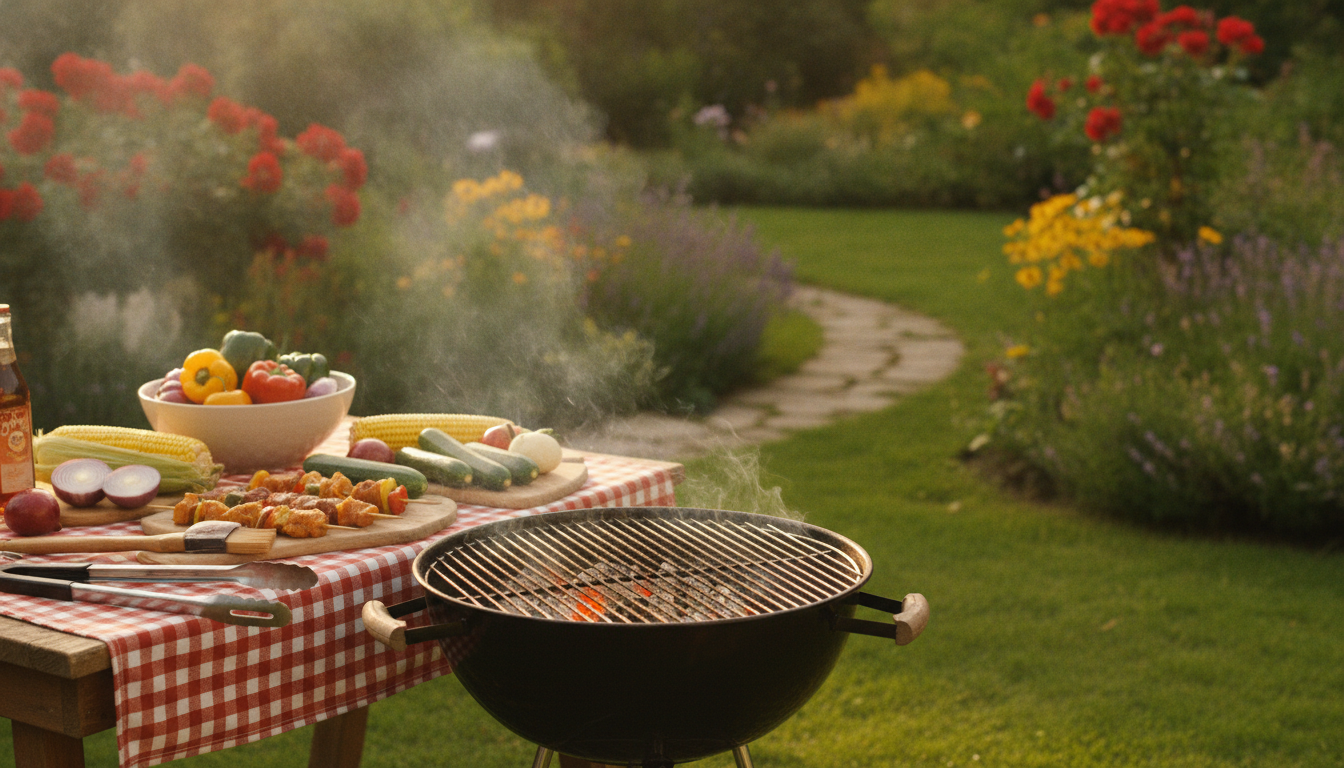 Kohlegrill im Garten