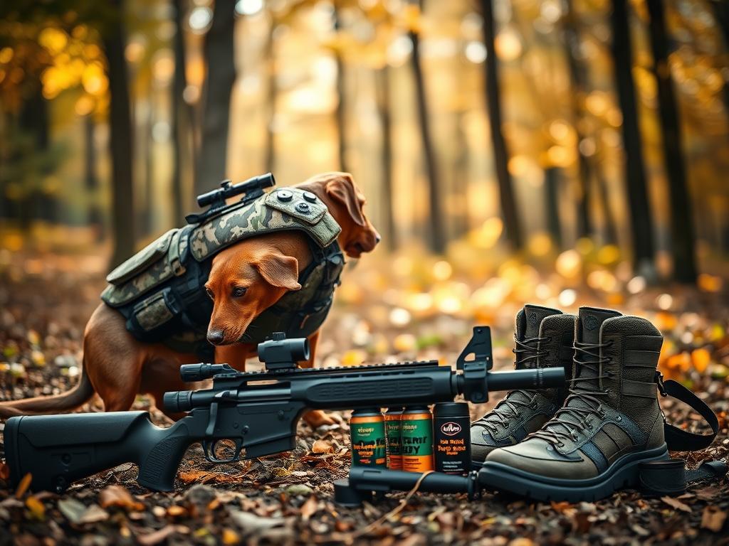 Moderne Jagdausrüstung für Dackel