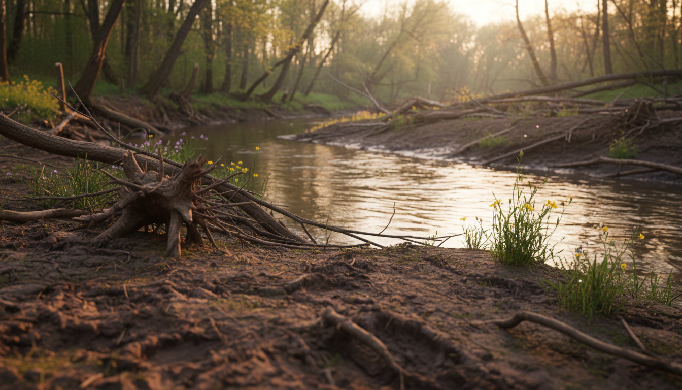 Schäden an Uferböschungen durch Sumpfbiber