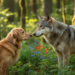 Wolfsbegegnung mit Hund