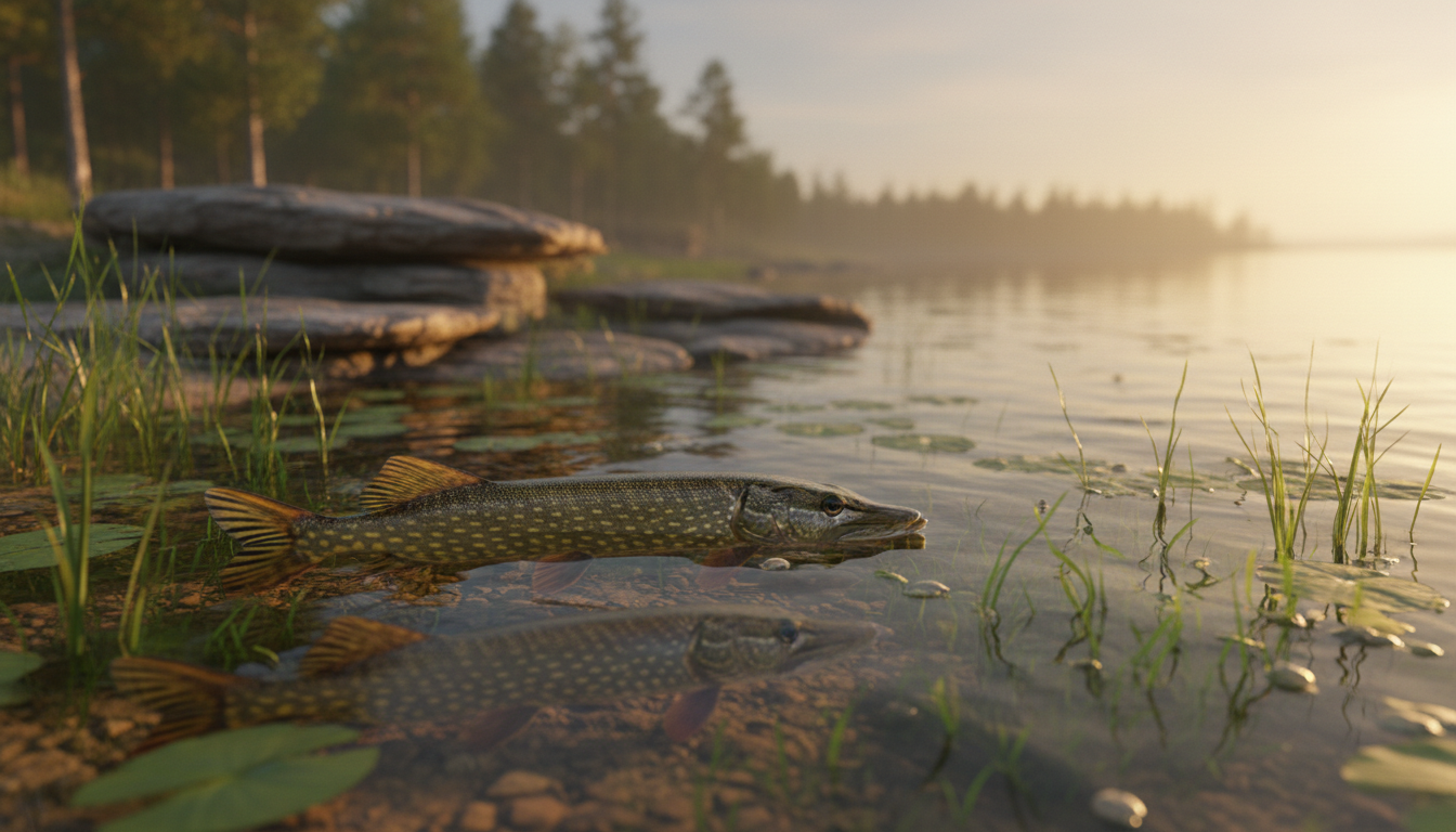 hechte stehen ufernähe