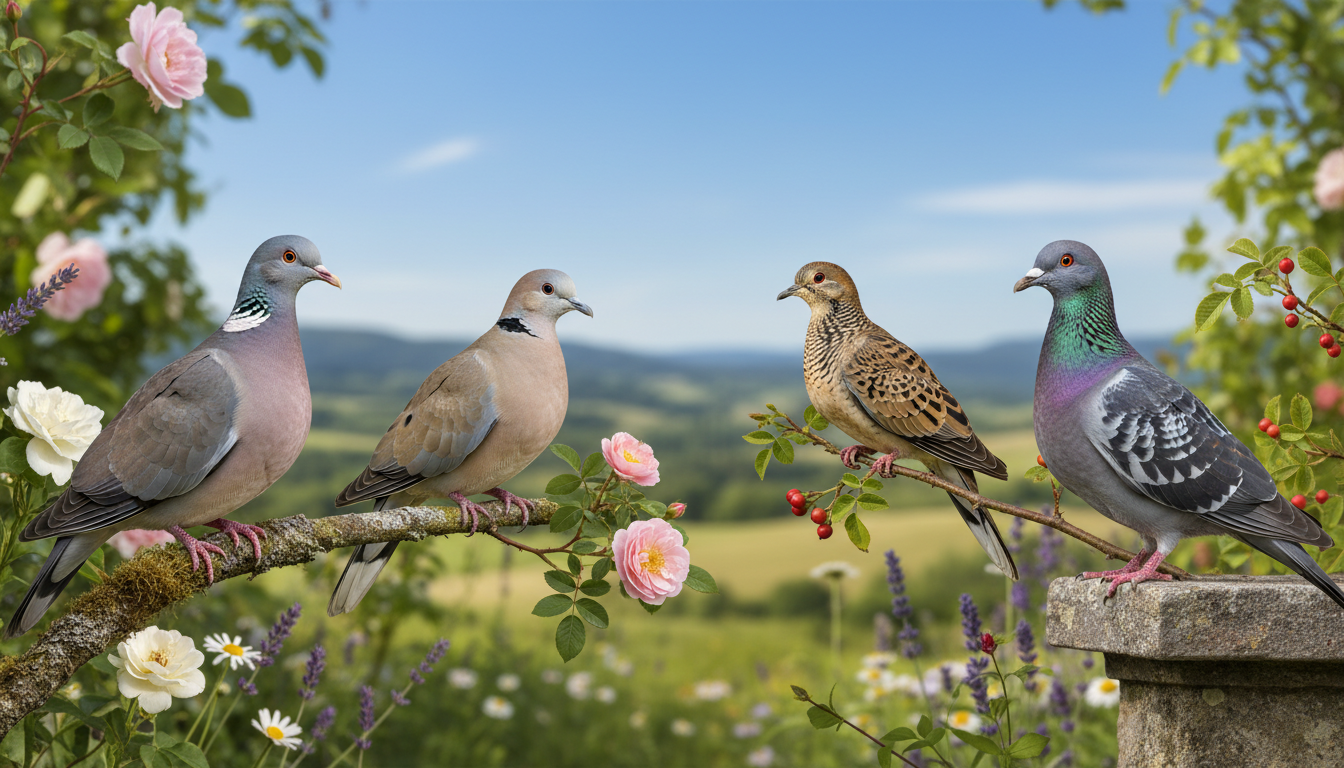 ringeltaube türkentaube turteltaube felsentaube hohltaube